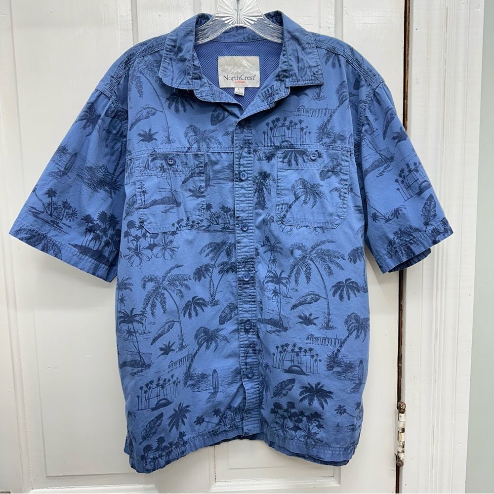 Northcrest outdoor short sleeve button‎ down fishing shirt women's large